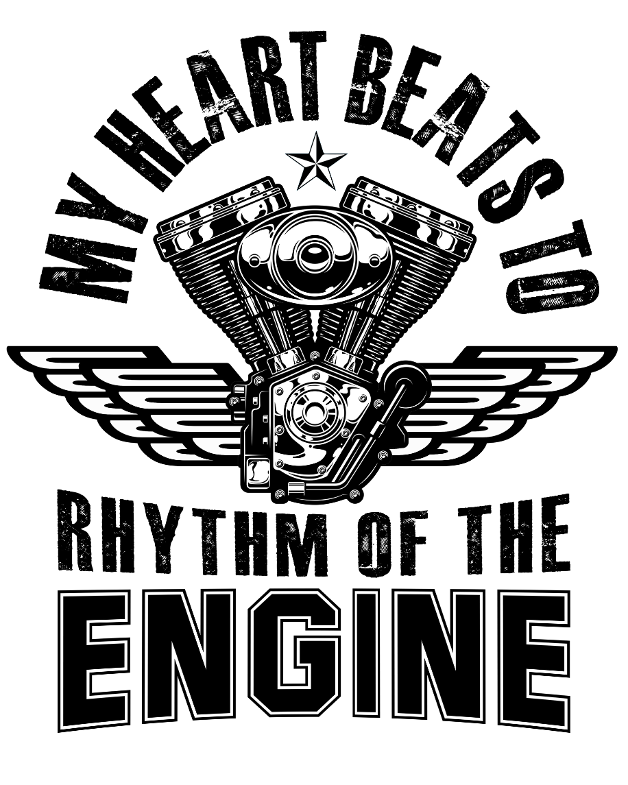 Round Neck Half Sleeve Biker T-Shirt (My heart Beats to the Rhythm) White