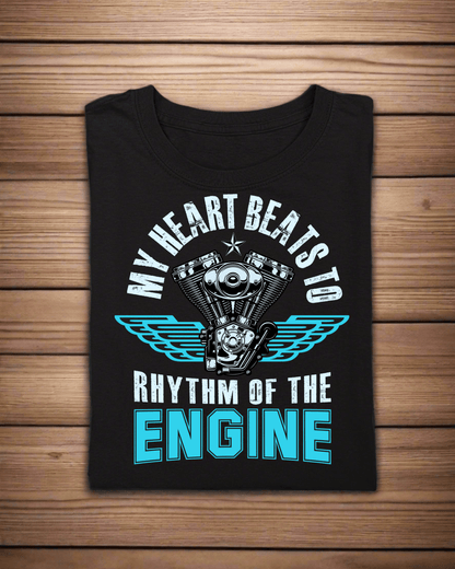 Round Neck Half Sleeve Biker T-Shirt (My Hearts beats to the Rhythm)
