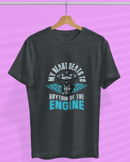Round Neck Half Sleeve Biker T-Shirt (My Hearts beats to the Rhythm)