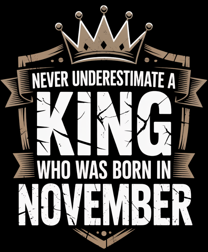 November Birthday T-shirt Round Neck Half Sleeve (Never Underestimate a King who was born in November)