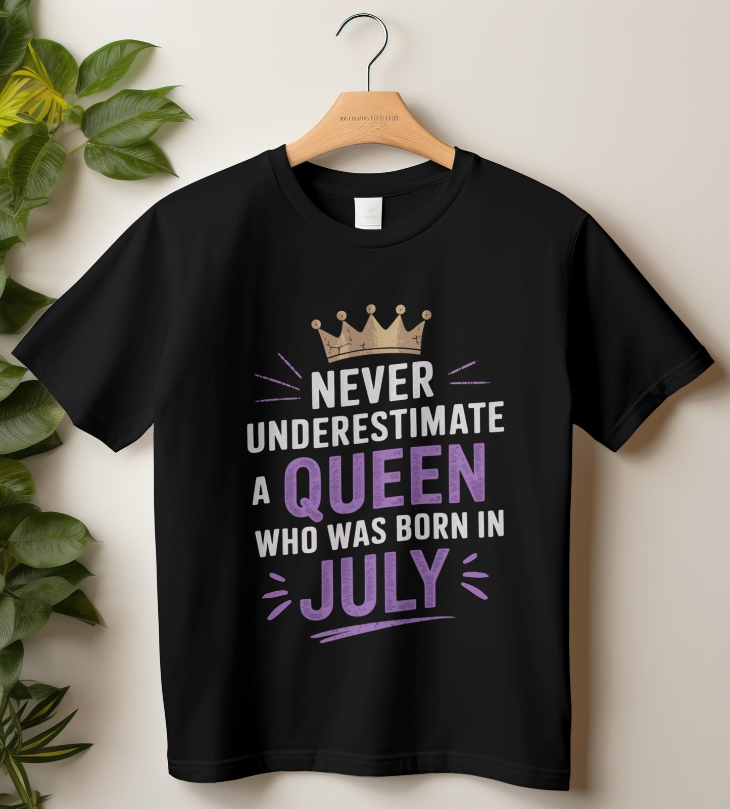 July Birthday T-shirt Round Neck Half Sleeve (Never Underestimate a queen who was born in July)