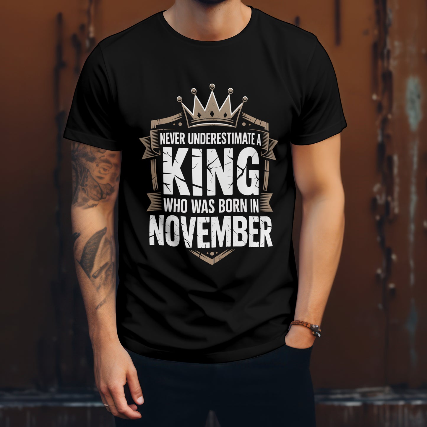 November Birthday T-shirt Round Neck Half Sleeve (Never Underestimate a King who was born in November)