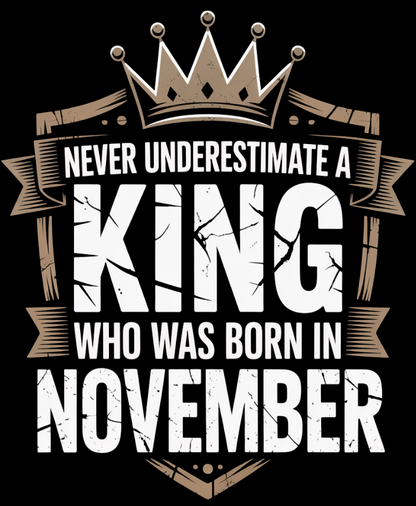 November Birthday Unisex Terry Oversized Tee Half Sleeve (Never Underestimate a King)