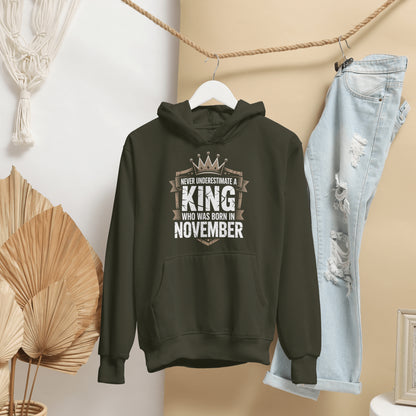 November Birthday Unisex Hoodie Full Sleeve (Never Underestimate a King)