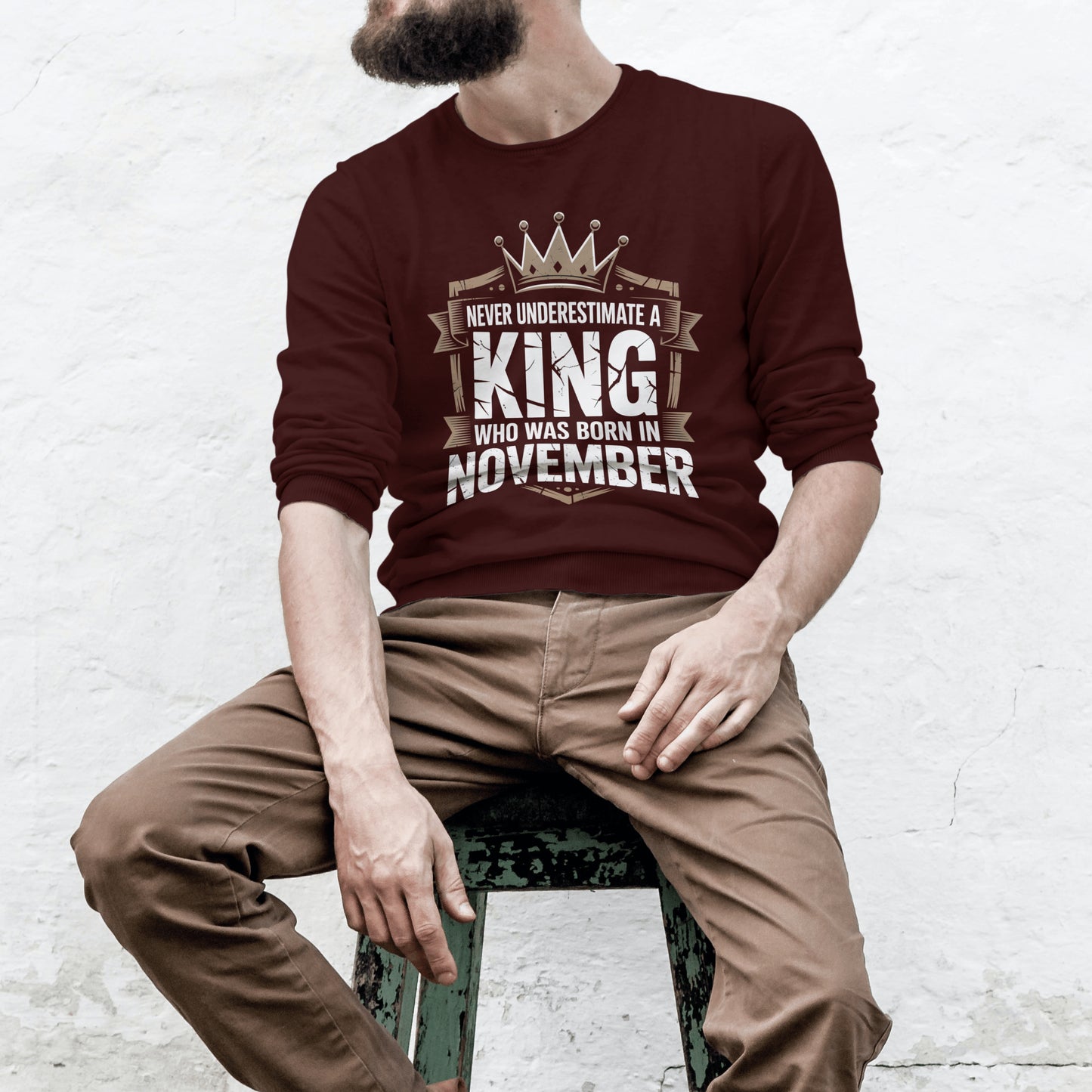 November Birthday Unisex Sweatshirt Full Sleeve (Never Underestimate a King November Born)