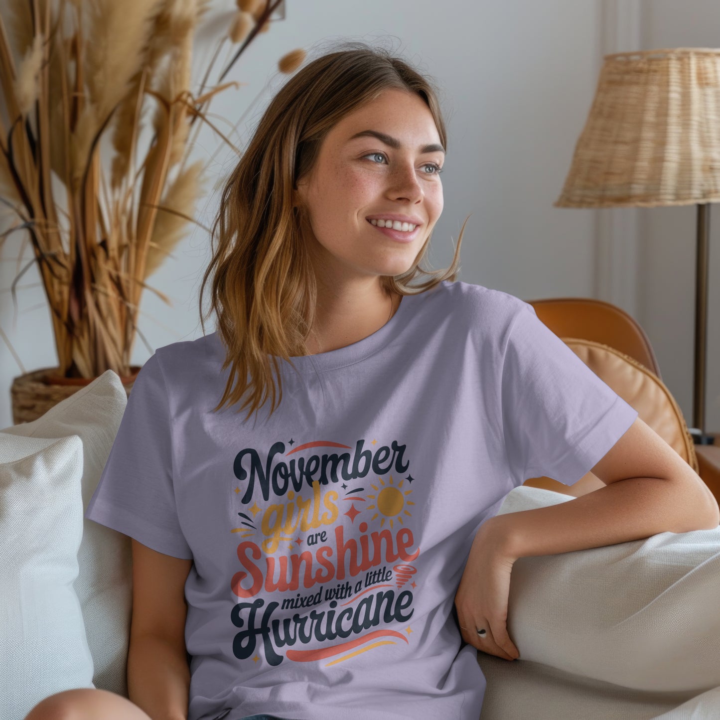 November Birthday T-shirt Round Neck Half Sleeve (November Girls are Sunshine)