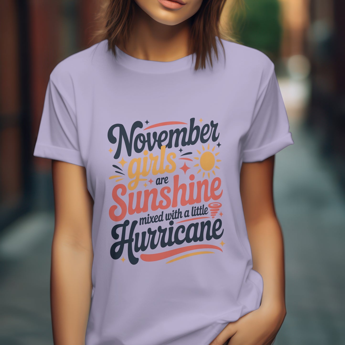 November Birthday T-shirt Round Neck Half Sleeve (November Girls are Sunshine)