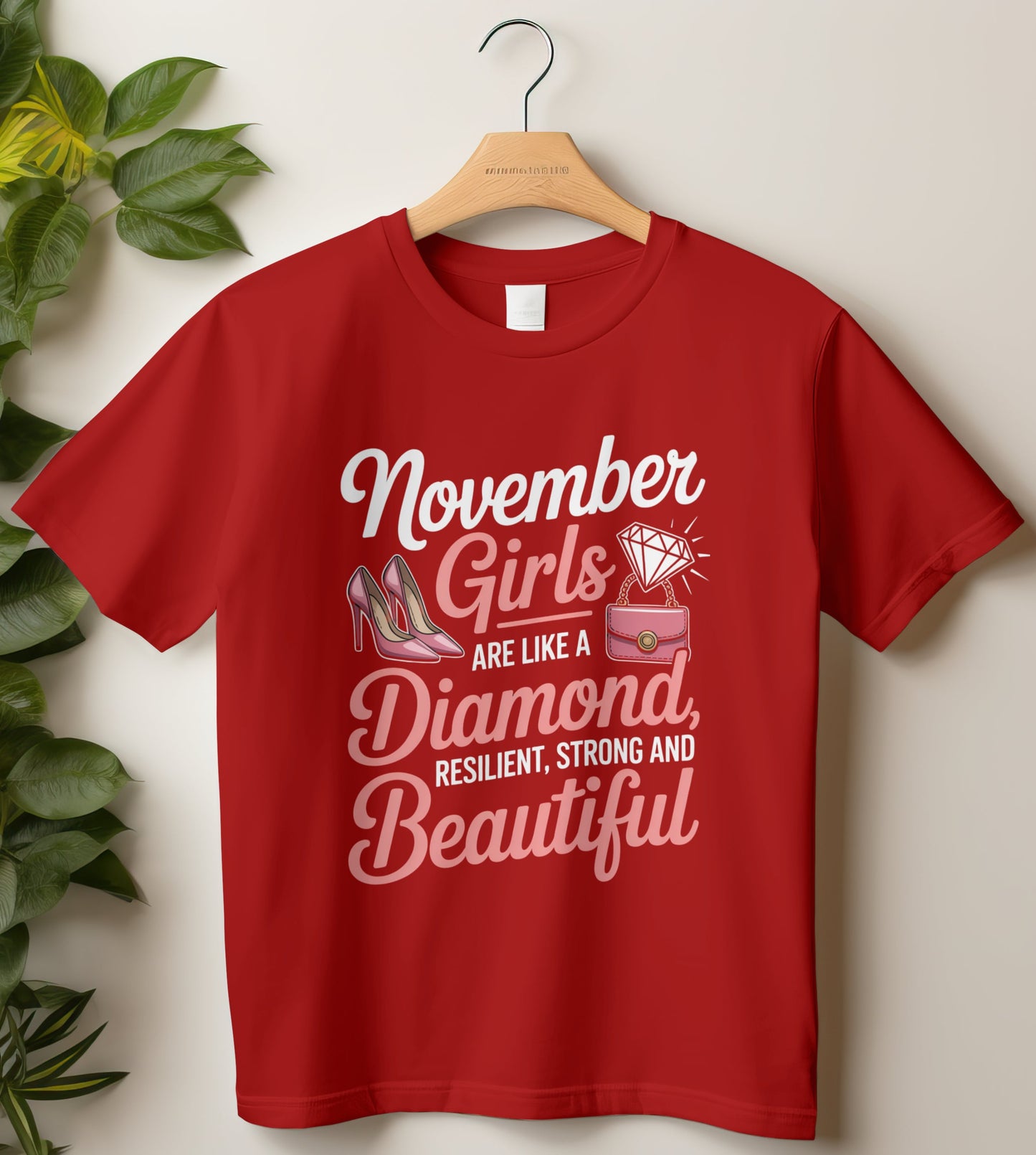 November Birthday T-shirt Round Neck Half Sleeve (November Girls are like a Diamond)