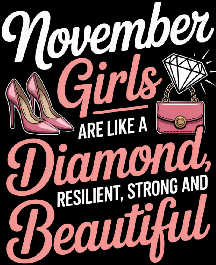 November Birthday T-shirt Round Neck Half Sleeve (November Girls are like a Diamond)