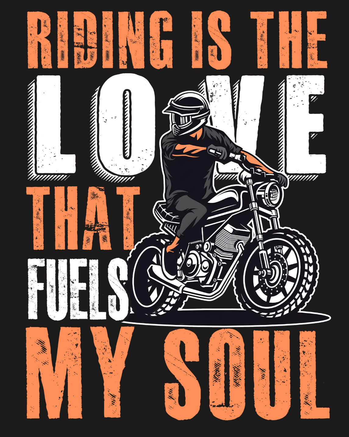 Round Neck Half Sleeve Biker T-Shirt (Riding is the Love that)