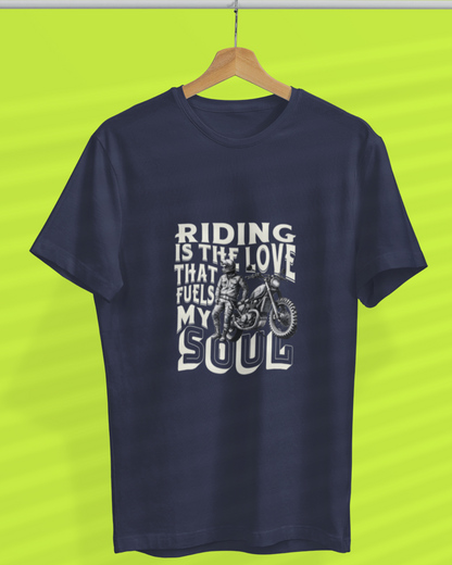 Round Neck Half Sleeve Biker T-Shirt (Riding is the Love 3)