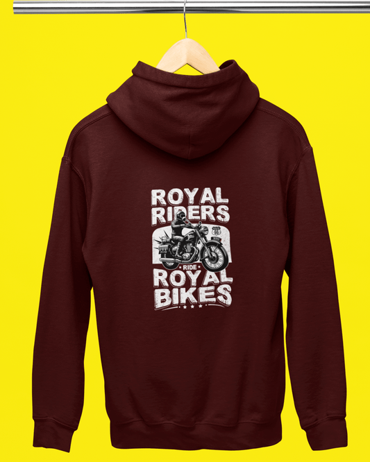 Unisex Full Sleeve Bikers Hoodie Back Side Print (Royal Riders Ride Royal Bikes)