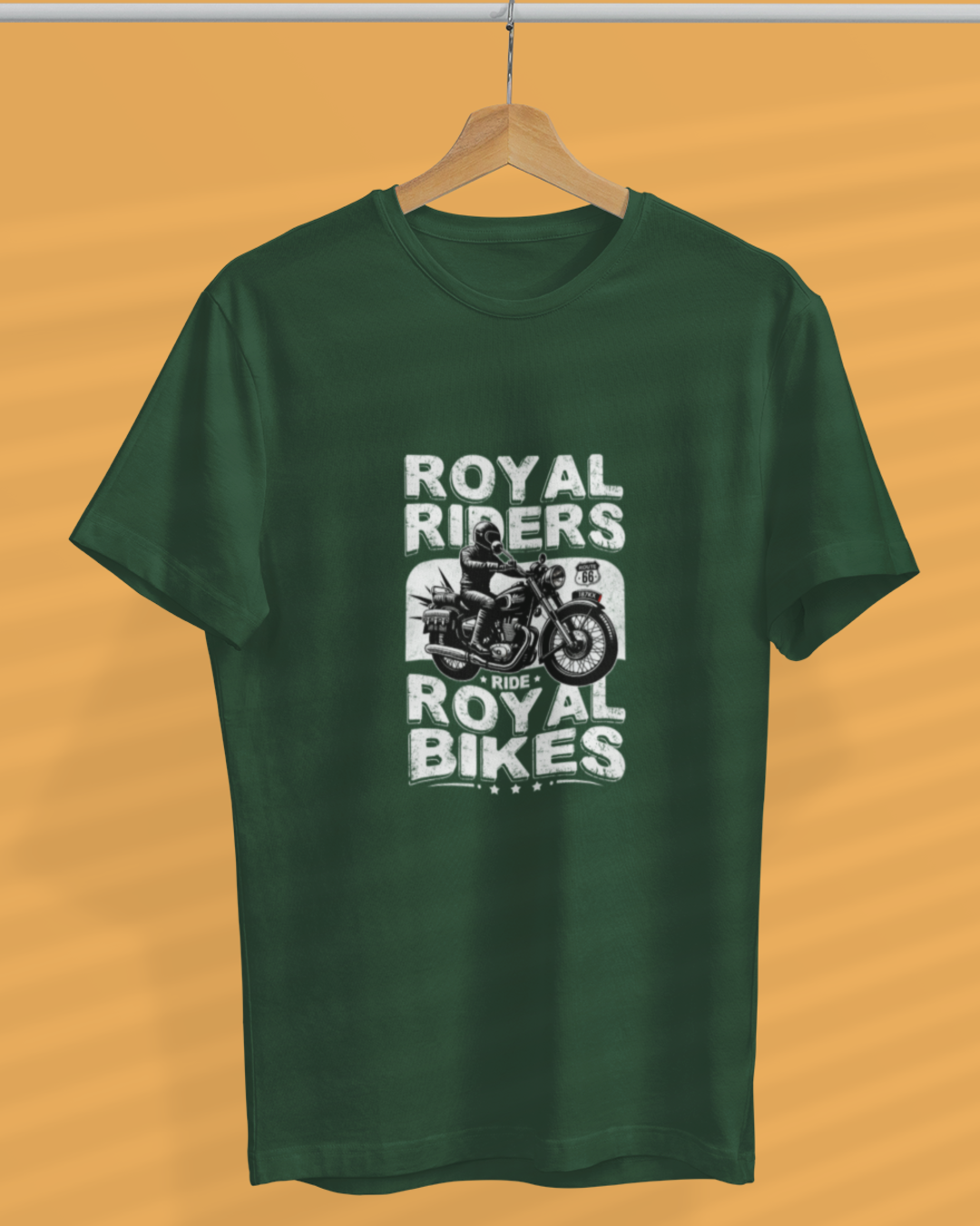 Round Neck Half Sleeve Biker T-Shirt (Royal Riders Ride Royal Bikes)