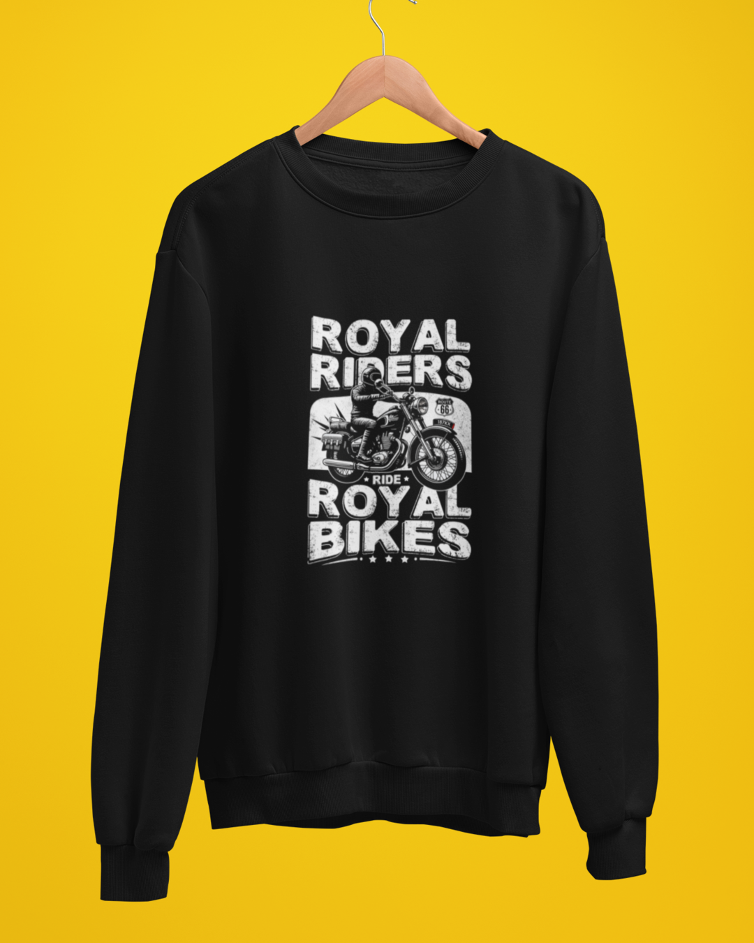 Round Neck Full Sleeve Biker Sweatshirt (Royal Riders Ride Royal Bikes)