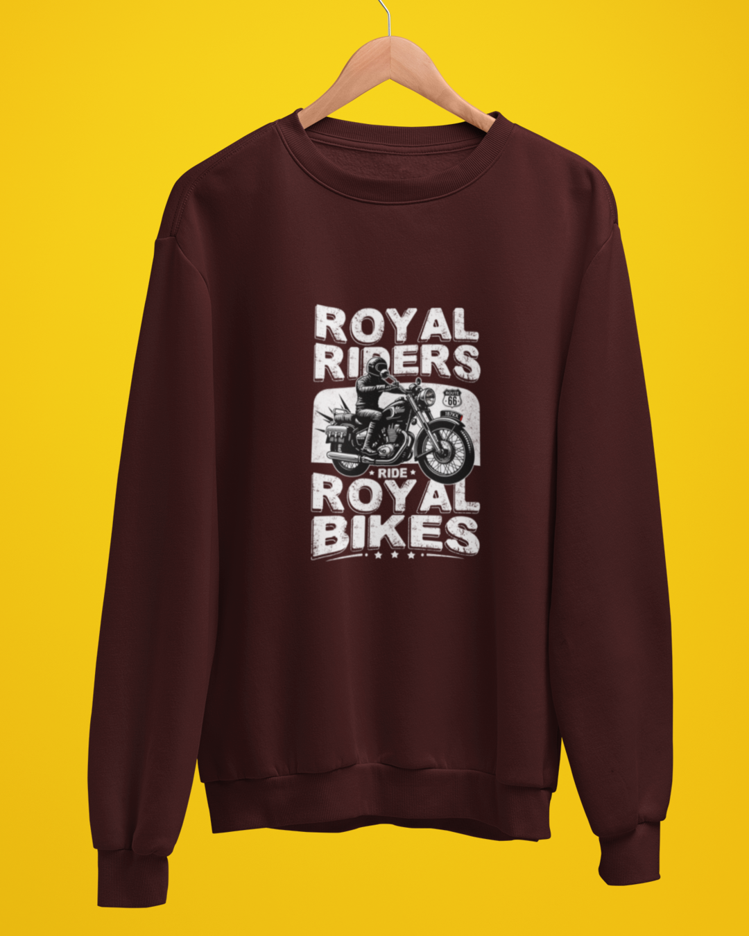 Round Neck Full Sleeve Biker Sweatshirt (Royal Riders Ride Royal Bikes)