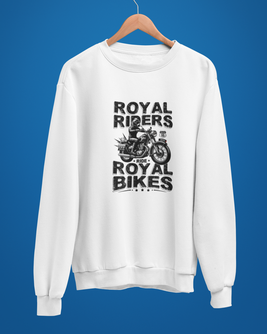 Round Neck Full Sleeve Biker Sweatshirt (Royal Riders Ride Royal Bikes)