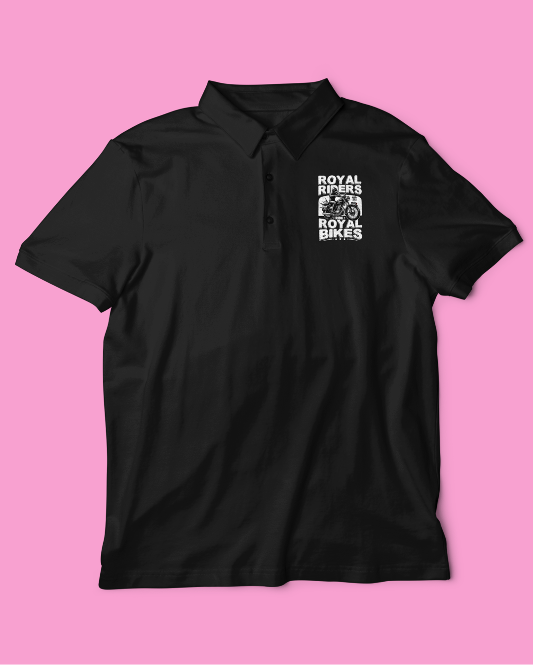 Polo/Collar Half Sleeve Biker T-Shirt (Royal Riders Ride Royal Bikes)