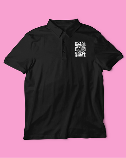 Polo/Collar Half Sleeve Biker T-Shirt (Royal Riders Ride Royal Bikes)