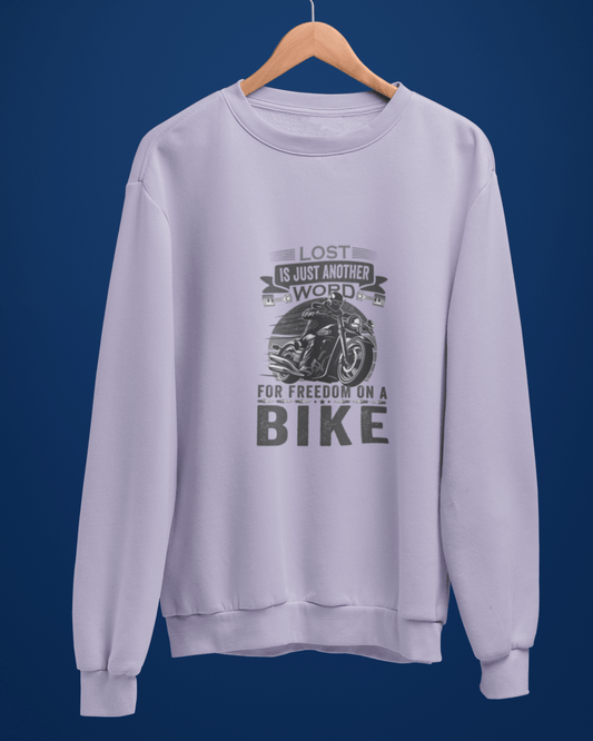 Round Neck Full Sleeve Biker Sweatshirt Lavender (Lost is just another word)