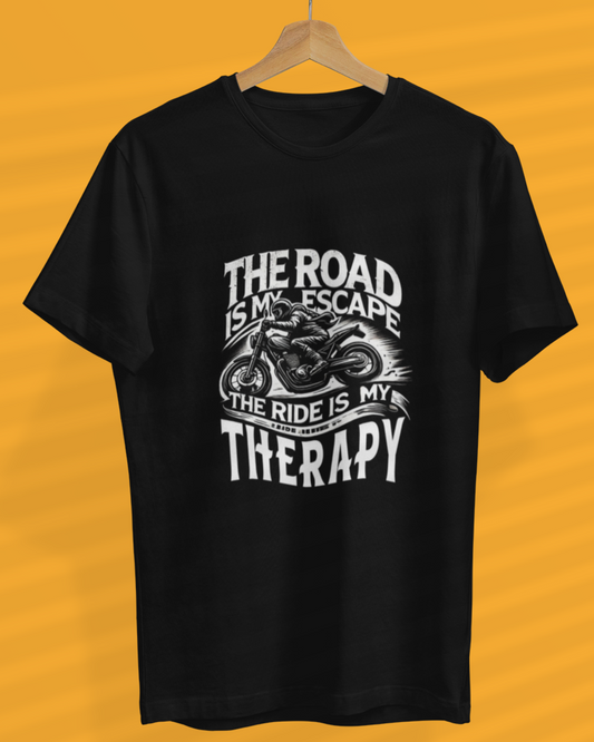 Round Neck Half Sleeve Biker T-Shirt (The Road is My Escape)