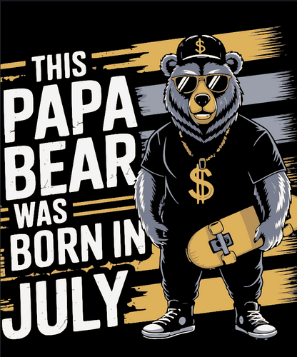July Birthday T-shirt Round Neck Half Sleeve (This Papa Bear was Born in July)