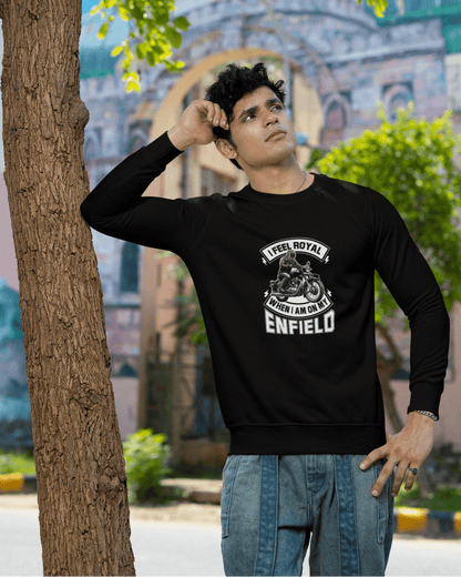 Round Neck Full Sleeve Biker Sweatshirt (I feel Royal on My Enfield)