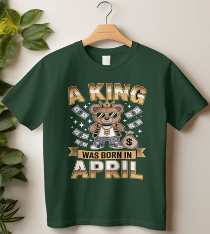 April Birthday Male Classic Crew T-Shirt (A King Was Born in April)