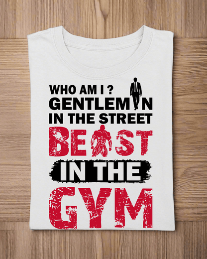 Round Neck Half Sleeve Gym T-Shirt White (Gentleman in the street)