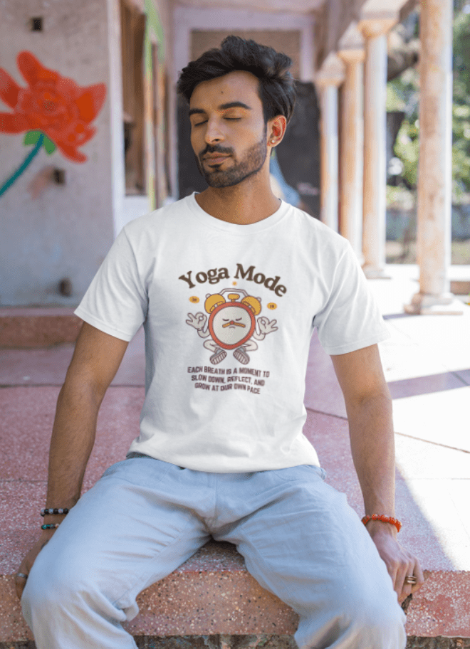 Round Neck Men T-Shirt Half Sleeve (Yoga Mode)