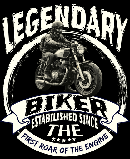 Round Neck Half Sleeve Biker T-Shirt (Legendary Biker Established)