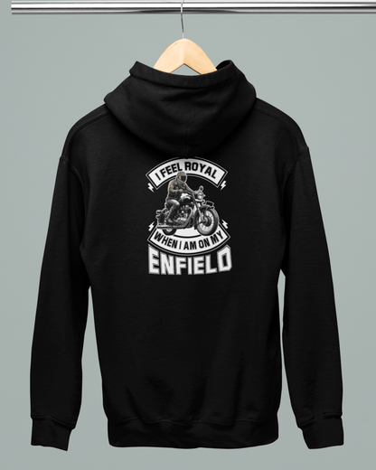 Unisex Full Sleeve Bikers Hoodie - Back Side Print (I Feel Royal on my Enfield)