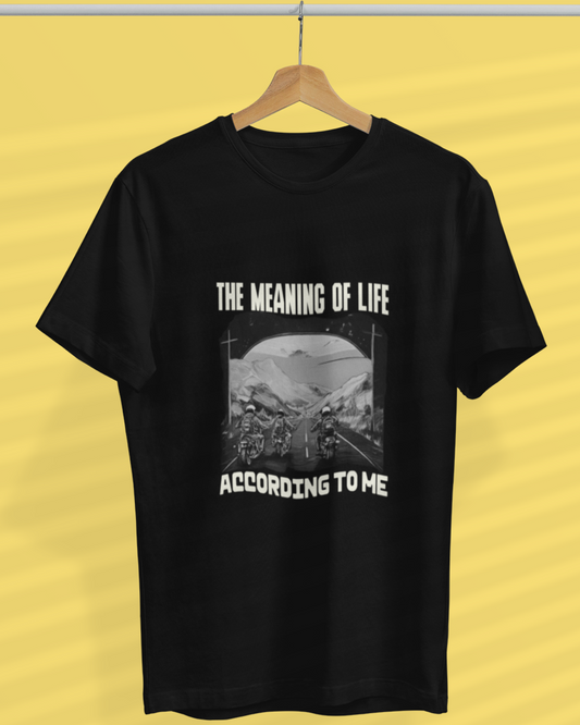 Round Neck Half Sleeve Biker T-Shirt (The Meaning of life)