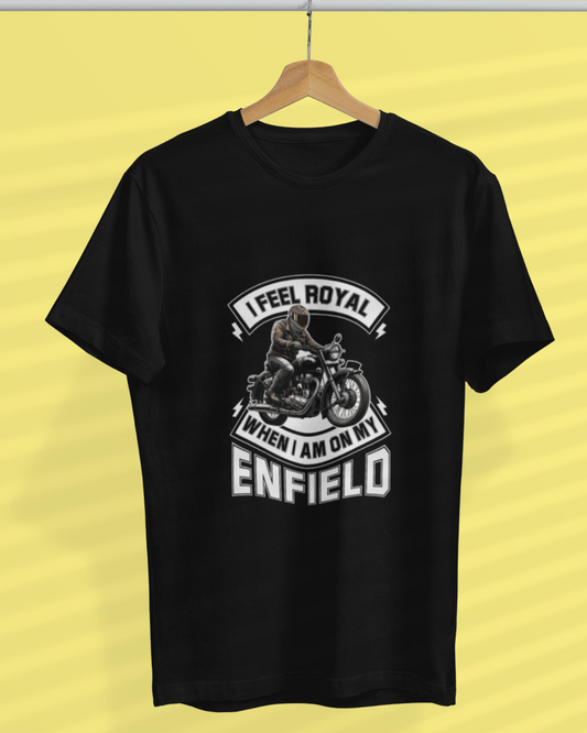 Round Neck Half Sleeve Biker T-Shirt (I feel Royal on my Enfield)