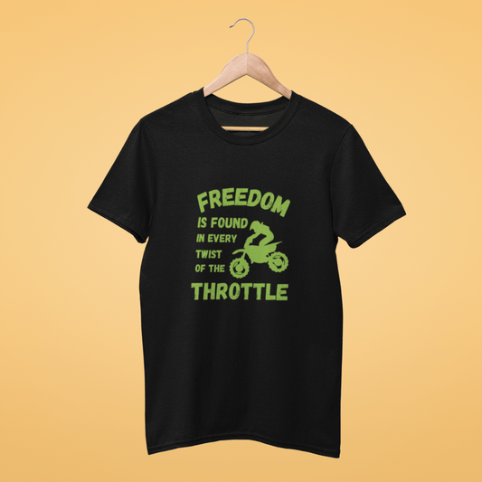 Round Neck Half Sleeve Biker T-Shirt (Freedom is Found)