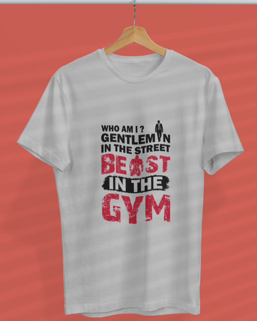 Round Neck Half Sleeve Gym T-Shirt White (Gentleman in the street)