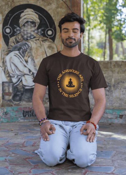 Round Neck Men T-Shirt Half Sleeve (The Answers are in the Silence)