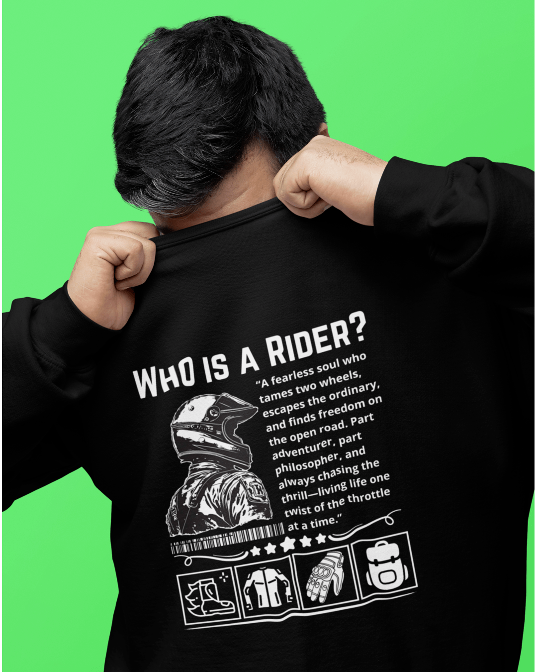 Round Neck Full Sleeve Biker Sweatshirt (Who is a Rider?)